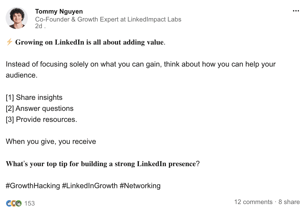 post formatted with linkedin text formatter